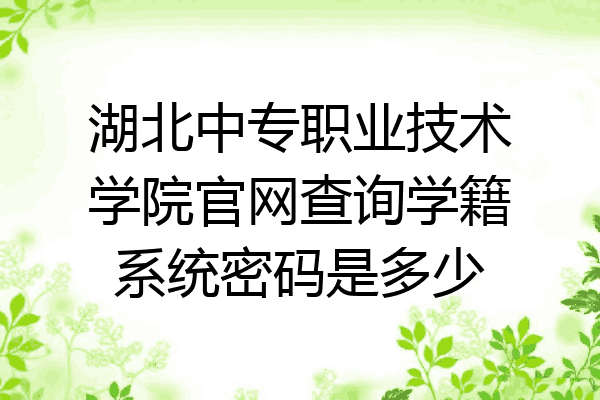 湖北中专职业技术学院官网查询学籍系统密码是多少