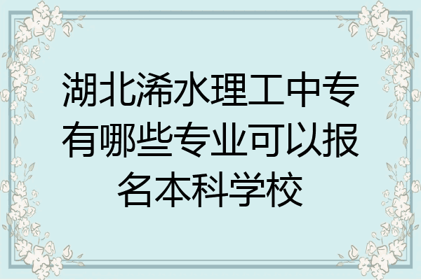 湖北浠水理工中专有哪些专业可以报名本科学校