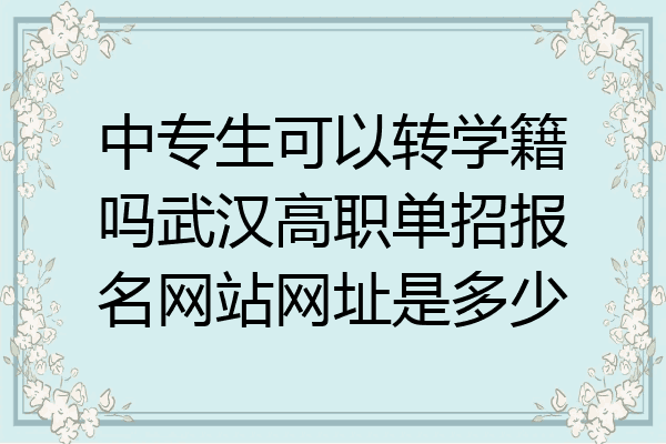 中专生可以转学籍吗武汉高职单招报名网站网址是多少