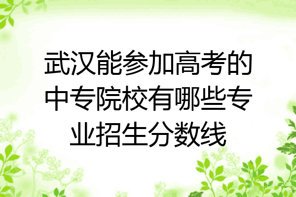 武汉能参加高考的中专院校有哪些专业招生分数线