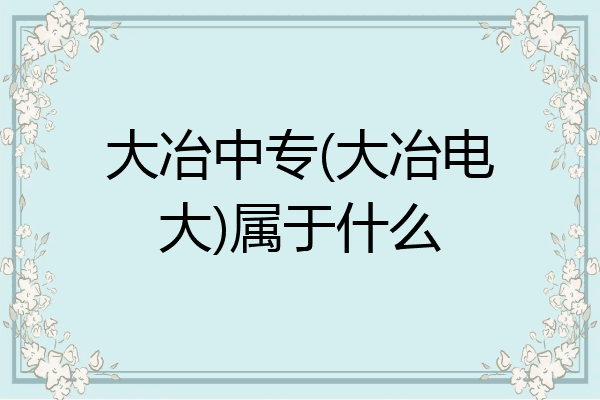 大冶中专(大冶电大)属于什么