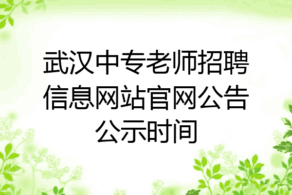 武汉中专老师招聘信息网站官网公告公示时间