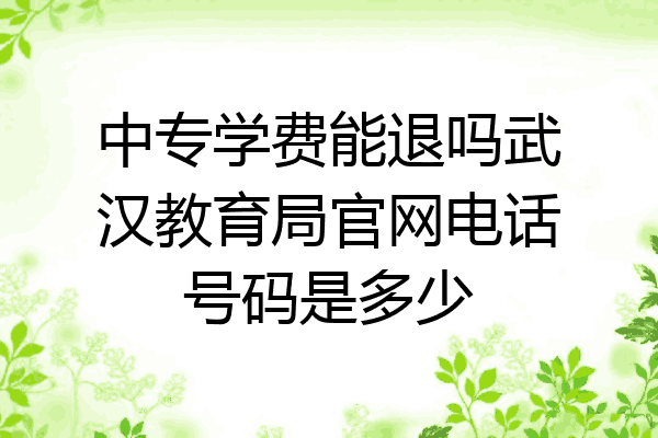 中专学费能退吗武汉教育局官网电话号码是多少
