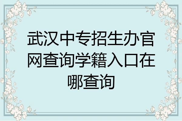 武汉中专招生办官网查询学籍入口在哪查询