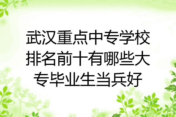 武汉重点中专学校排名前十有哪些大专毕业生当兵好