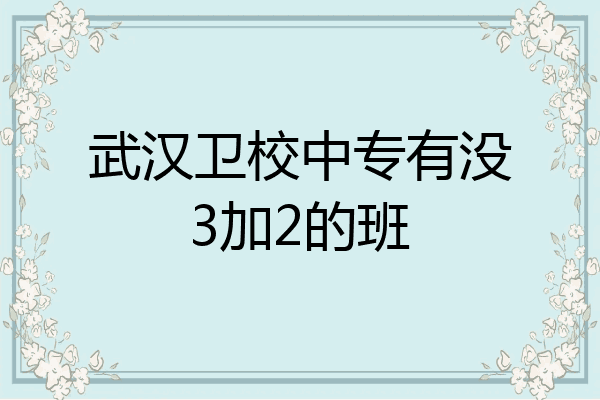 武汉卫校中专有没3加2的班