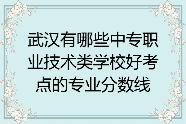 武汉有哪些中专职业技术类学校好考点的专业分数线