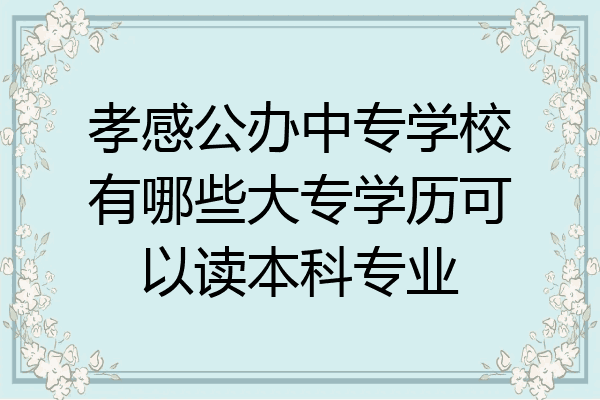 孝感公办中专学校有哪些大专学历可以读本科专业