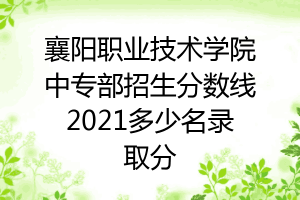 襄阳职业技术学院中专部招生分数线2021多少名录取分