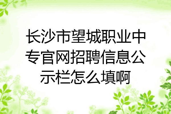 长沙市望城职业中专官网招聘信息公示栏怎么填啊