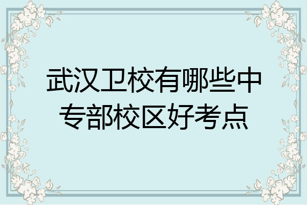 武汉卫校有哪些中专部校区好考点