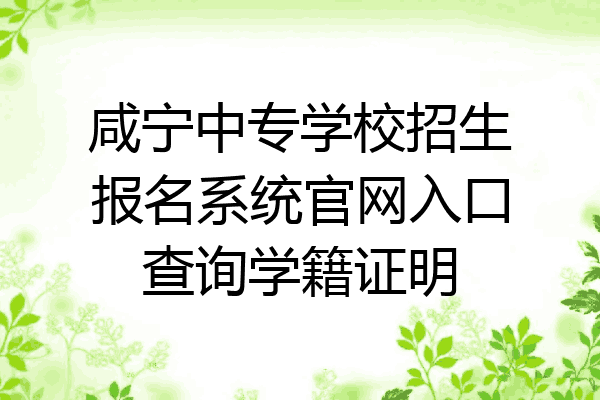 咸宁中专学校招生报名系统官网入口查询学籍证明