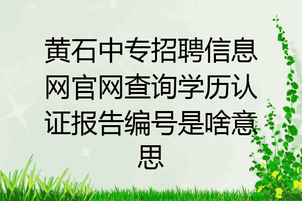 黄石中专招聘信息网官网查询学历认证报告编号是啥意思