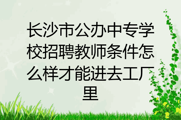 长沙市公办中专学校招聘教师条件怎么样才能进去工厂里