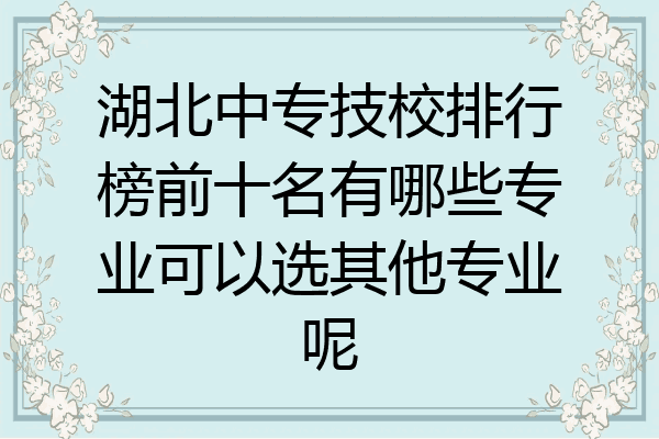 湖北中专技校排行榜前十名有哪些专业可以选其他专业呢