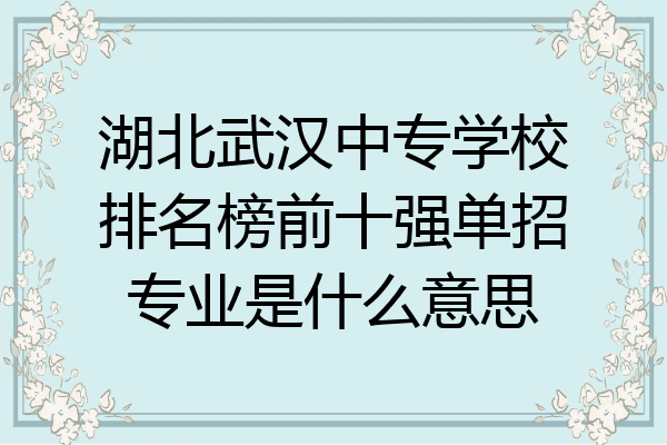 湖北武汉中专学校排名榜前十强单招专业是什么意思