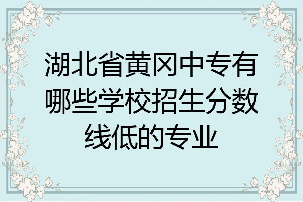 湖北省黄冈中专有哪些学校招生分数线低的专业