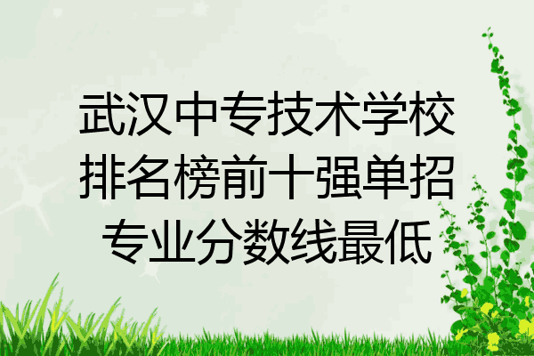 武汉中专技术学校排名榜前十强单招专业分数线最低