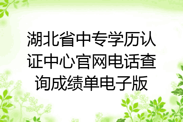 湖北省中专学历认证中心官网电话查询成绩单电子版