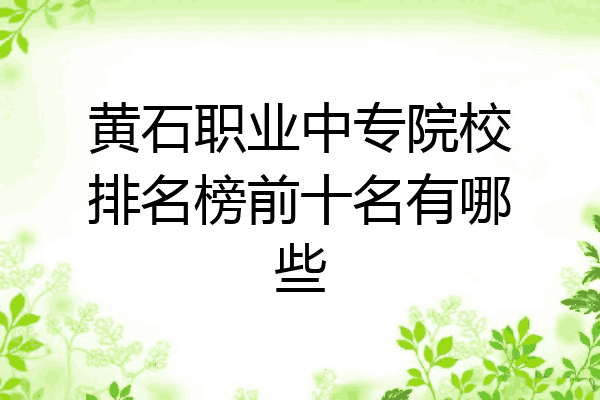 黄石职业中专院校排名榜前十名有哪些