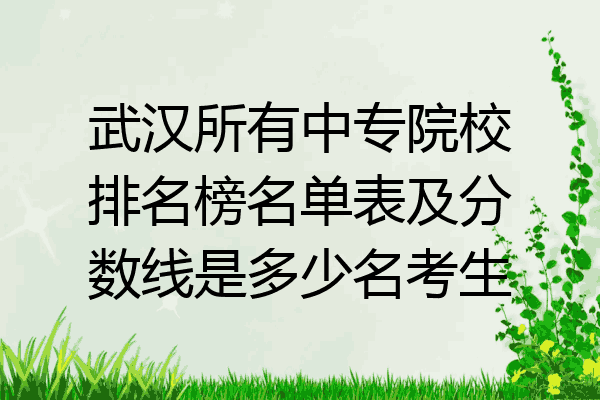 武汉所有中专院校排名榜名单表及分数线是多少名考生