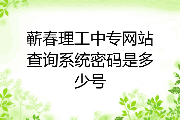 蕲春理工中专网站查询系统密码是多少号