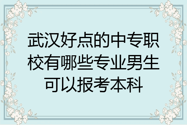 武汉好点的中专职校有哪些专业男生可以报考本科