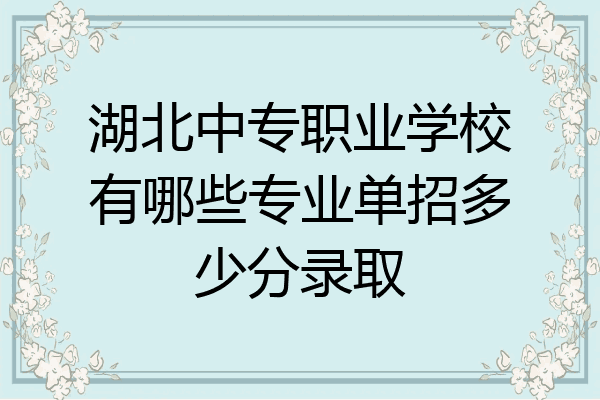 湖北中专职业学校有哪些专业单招多少分录取