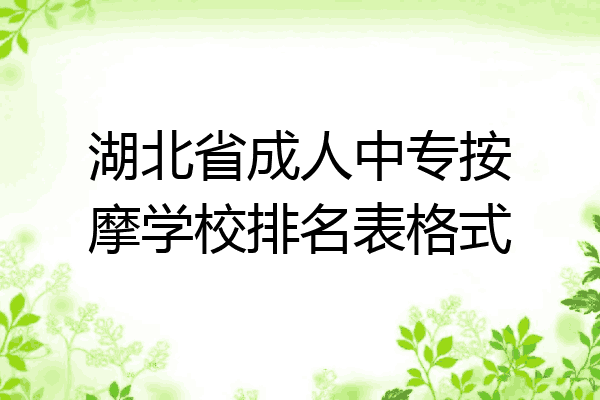 湖北省成人中专按摩学校排名表格式