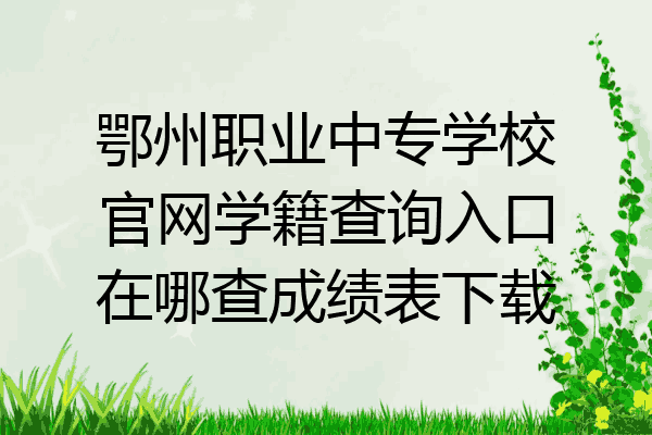 鄂州职业中专学校官网学籍查询入口在哪查成绩表下载