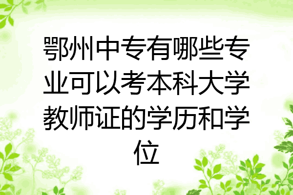 鄂州中专有哪些专业可以考本科大学教师证的学历和学位
