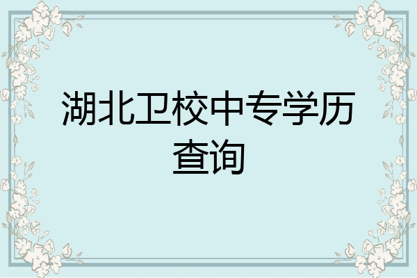 湖北卫校中专学历查询