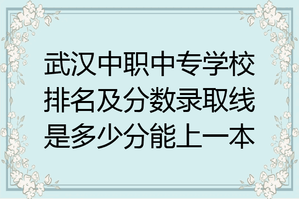 武汉中职中专学校排名及分数录取线是多少分能上一本