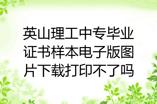 英山理工中专毕业证书样本电子版图片下载打印不了吗