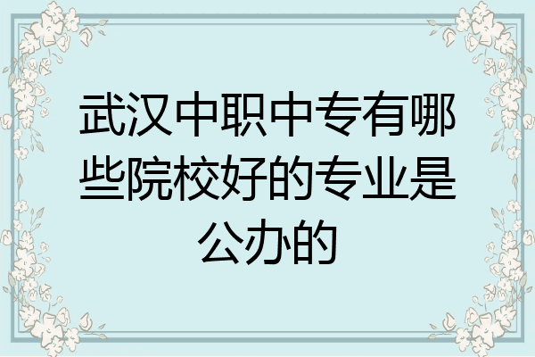 武汉中职中专有哪些院校好的专业是公办的
