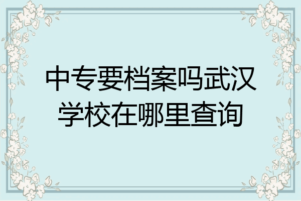 中专要档案吗武汉学校在哪里查询
