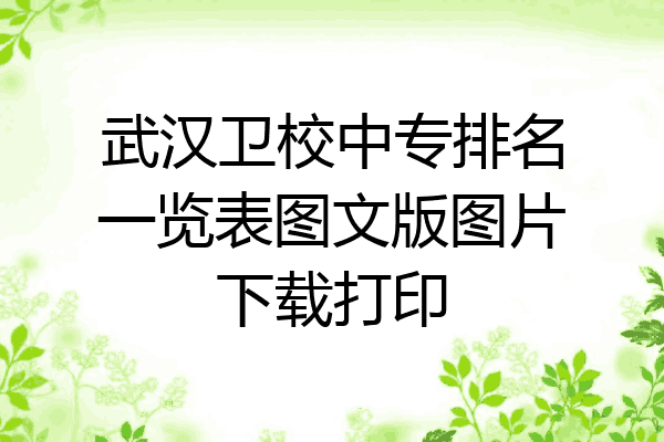 武汉卫校中专排名一览表图文版图片下载打印