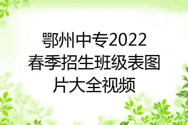 鄂州中专2022春季招生班级表图片大全视频