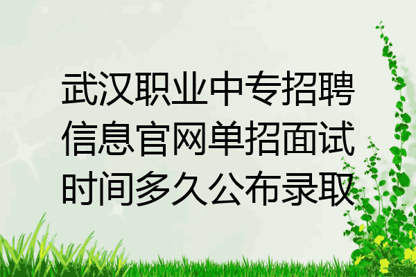 武汉职业中专招聘信息官网单招面试时间多久公布录取