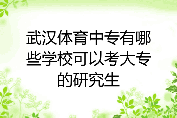 武汉体育中专有哪些学校可以考大专的研究生