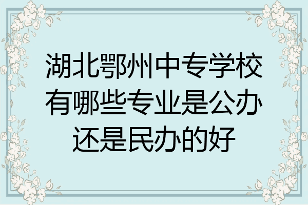 湖北鄂州中专学校有哪些专业是公办还是民办的好