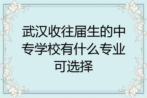 武汉收往届生的中专学校有什么专业可选择