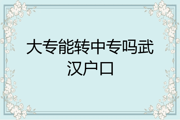 大专能转中专吗武汉户口
