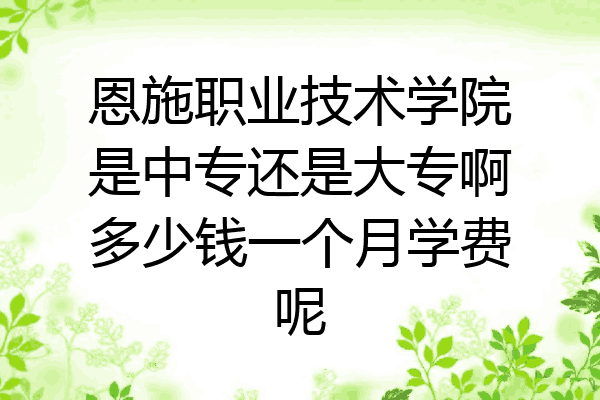 恩施职业技术学院是中专还是大专啊多少钱一个月学费呢