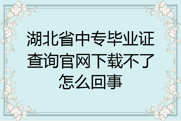 湖北省中专毕业证查询官网下载不了怎么回事
