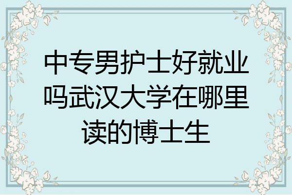 中专男护士好就业吗武汉大学在哪里读的博士生