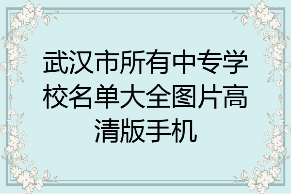 武汉市所有中专学校名单大全图片高清版手机