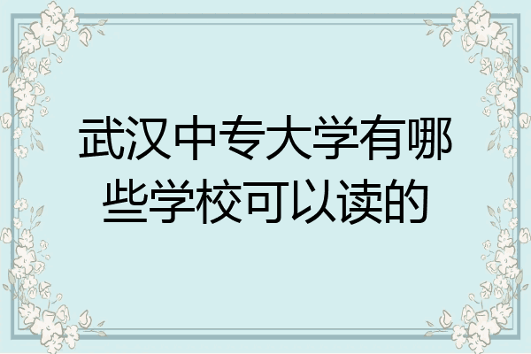 武汉中专大学有哪些学校可以读的
