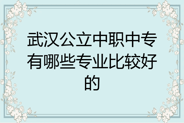 武汉公立中职中专有哪些专业比较好的