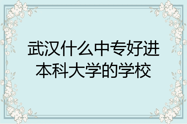 武汉什么中专好进本科大学的学校